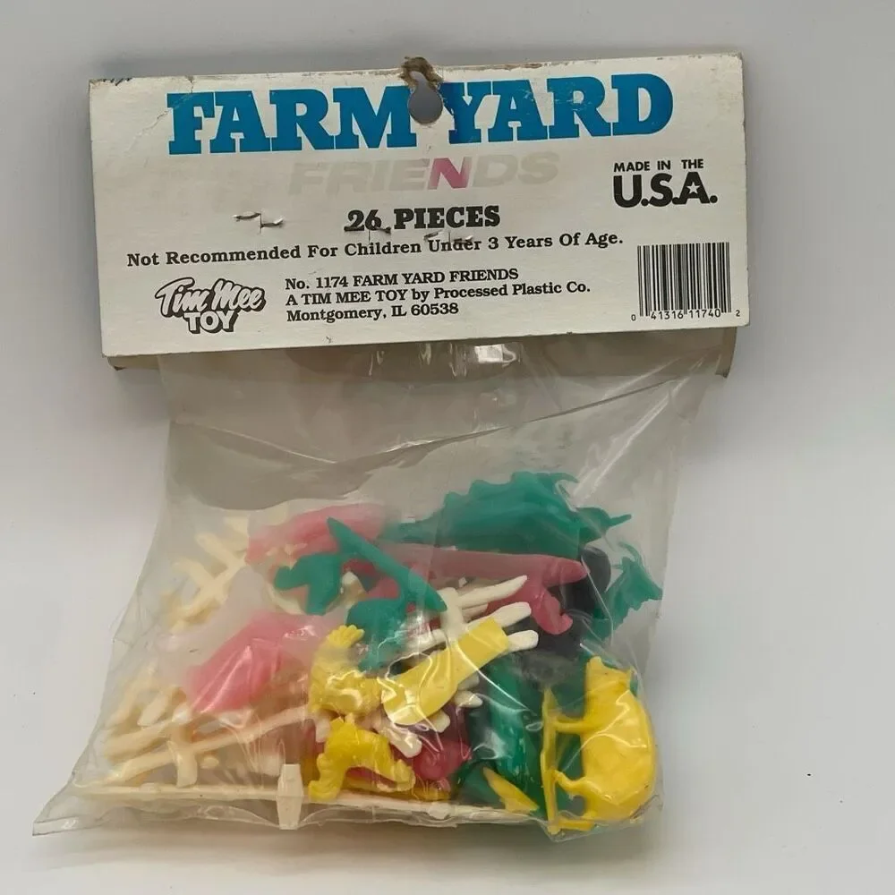 Vintage NWT TIMEE TOY Farm Yard Friends 26 Pieces Multicolor‎ Plastic Animals